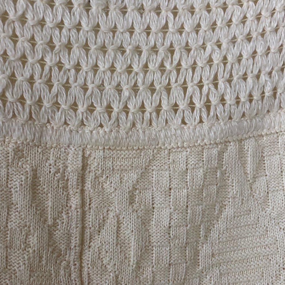 Vintage 90s Cream Textured Cotton Tank Skirt Set - Picture 3 of 8